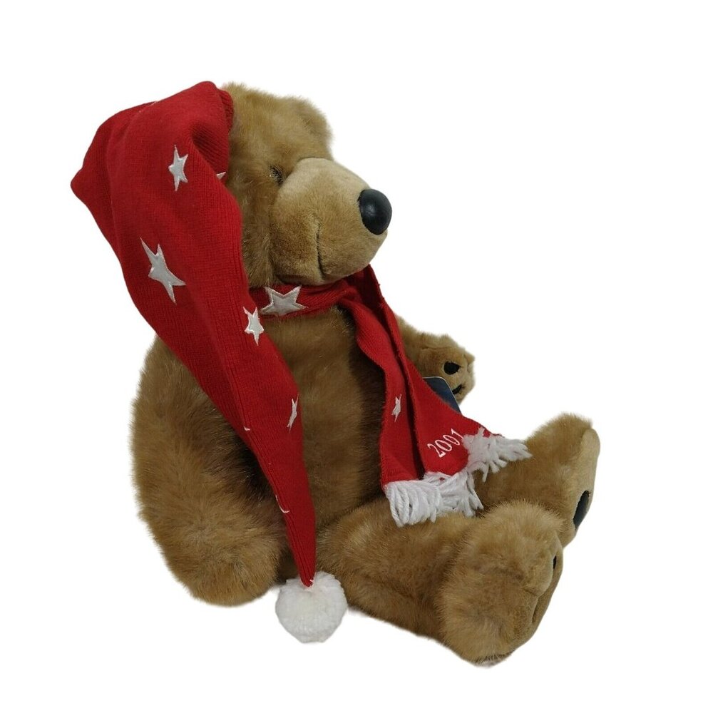 Bealls Cubbington 2001 Brown Teddy Bear Plush Stuffed Animal Scarf Stocking Hat - Picture 5 of 11